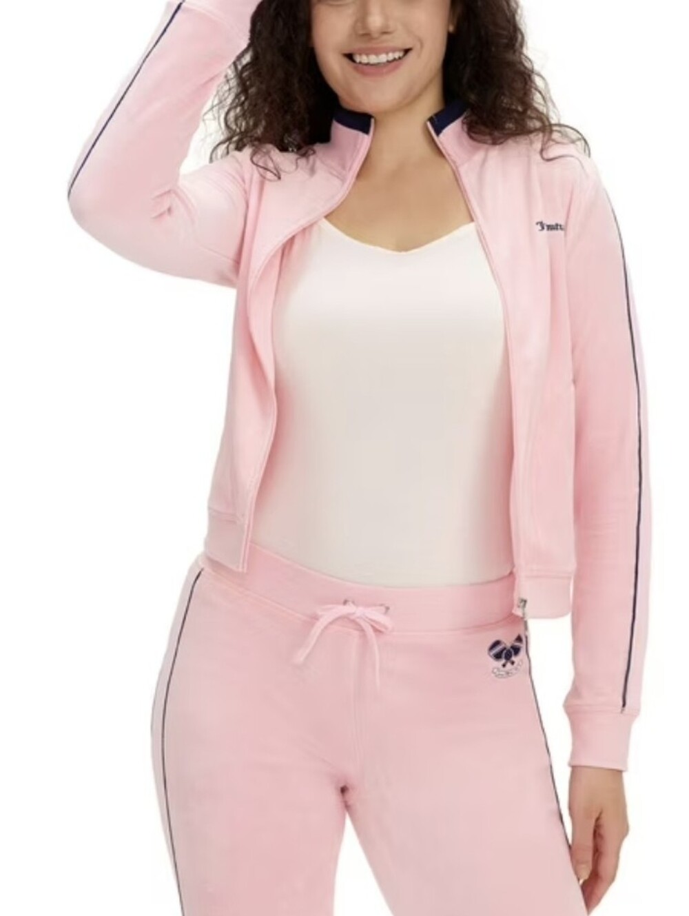 Juicy Couture Pink Velour Pickleball Jacket NWT LG *T - Picture 1 of 7
